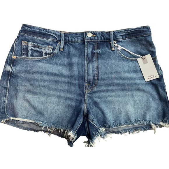 Good American GOOD '90S SHORT | Sz 15 = 34 | Cut-off Jean Shorts Indigo156 | NWT - Picture 6 of 10